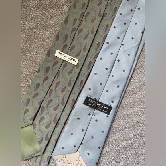 Giorgio Armani Cristian Dior Cravatte Ties Set of 2 - Picture 3 of 7